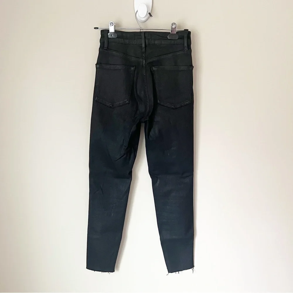 Free People We The Free High Rise Coated Raw Hem Ankle Skinny Jeans Black 26 - Picture 11 of 11